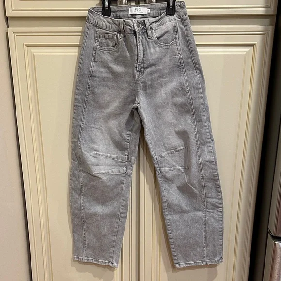 Vici Light Gray Denim Barrel Jeans (women) - Picture 1 of 8